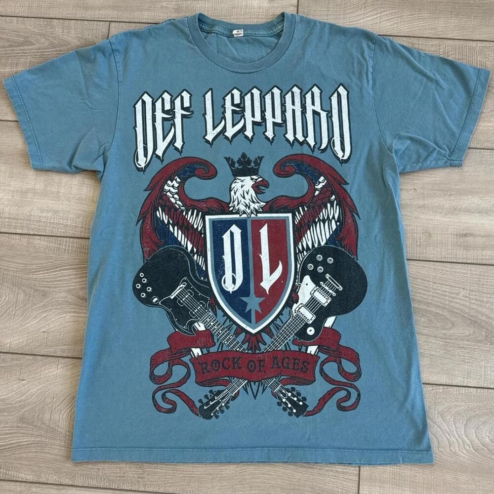 2015 Def Leppard "Rock of Ages" Concert Tour Blue T-shirt by Alstyle